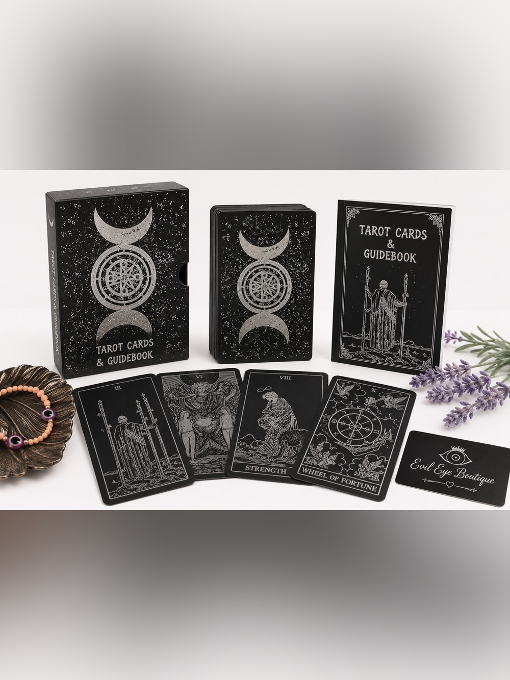 Black Tarot Cards & Guidebook